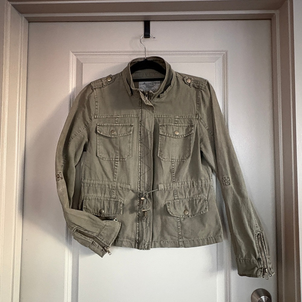 American Rag Military Field Jacket Utility Pockets Olive Green Size M